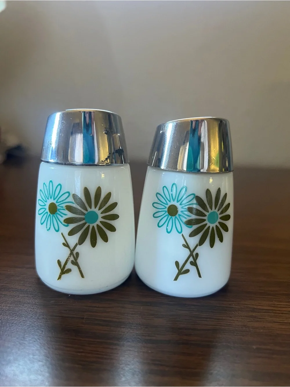 Vintage Dispensers Inc. Milk Glass Salt and Pepper Shakers from the 70s